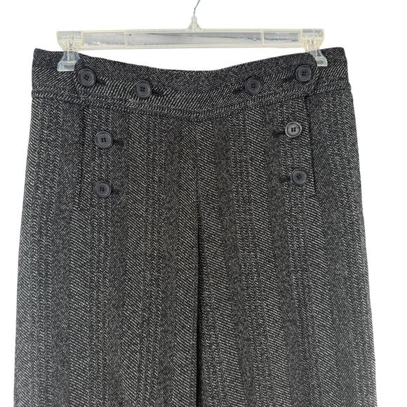 Max Studio Wide Leg Trouser Pants Womens Size 8 Black Sailor Button Career Tweed - Picture 2 of 7